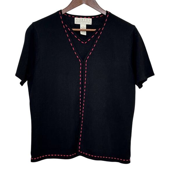 VTG NORTON MCNAUGHTON Cardigan Top Set Black Size M Classic Casual Eclectic Chic - Picture 1 of 9